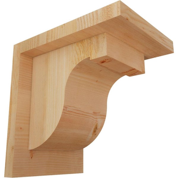 Ekena Millwork 6 in. x 8 in. x 8 in. Douglas Fir Del Monte Rough Sawn Corbel with Backplate