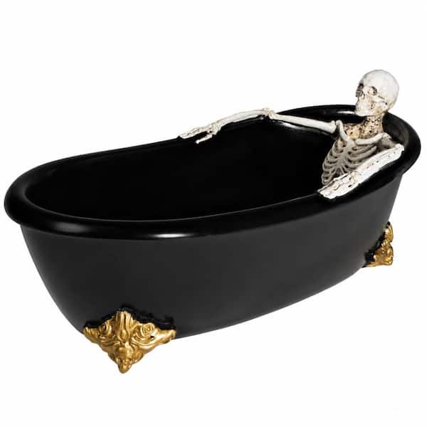 Retro Gothic, Black, Durable Resin Craft, Skull Bathtub Decorative Candy Dish, Bathtub Bowl for Home Decor Servers