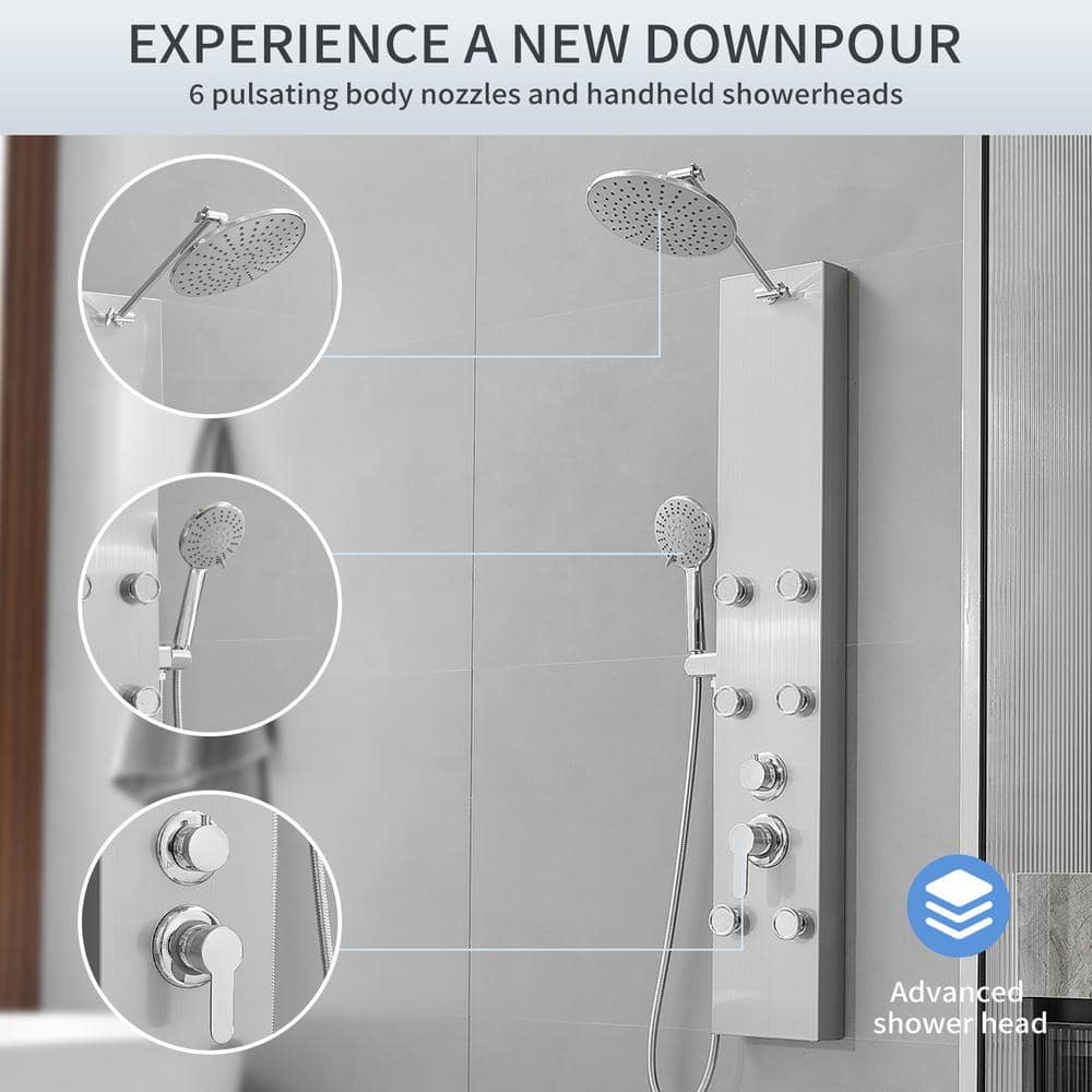 Nickel Chrome 60.55'' Shower Panel with Adjustable Shower Head