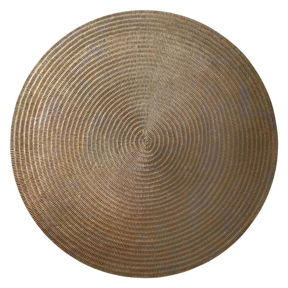 Michelle Vintage Brass Round Cast Aluminum Coffee Table