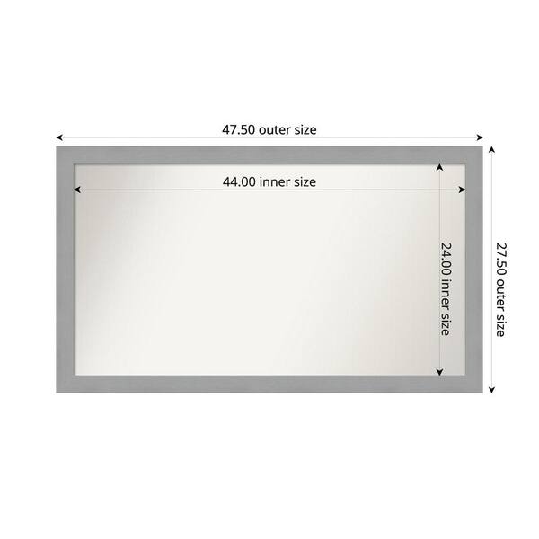 Amanti Art Brushed Nickel 47.5 in. x 27.5 in. Custom Non-Beveled Recycled Polystyrene Framed Bathroom Vanity Wall Mirror