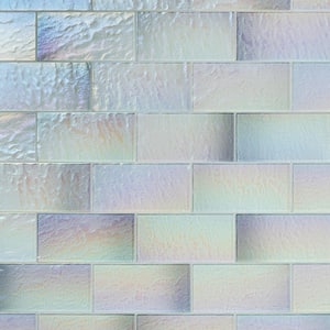 Speckle Glacier White 4.37 in. x 8.74 in. Polished Glass Wall Tile (5.3 sq. ft./Case)