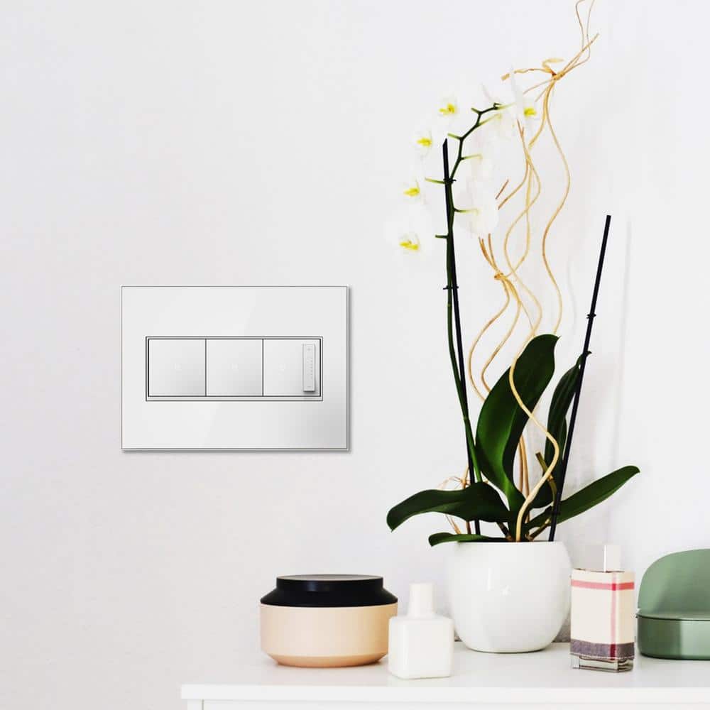 Legrand Adorne Mirror White 3-Gang Wall Plate with Satin Nickel Frame