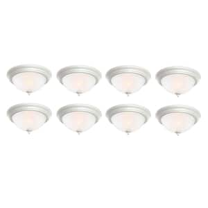 13 in. 2-Light White Flush Mount (8-Pack)