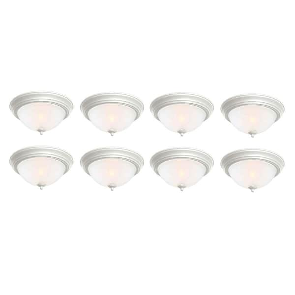 Commercial Electric 13 in. 2-Light White Flush Mount (8-Pack)