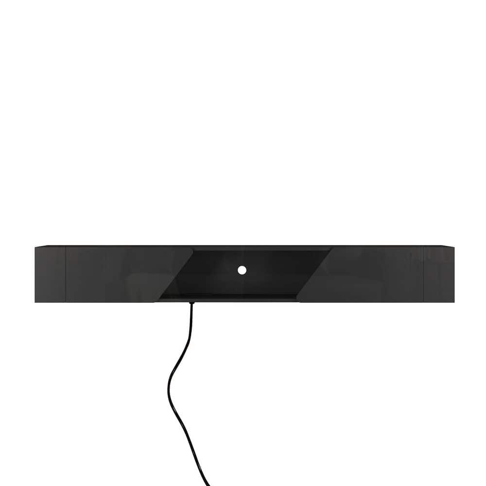 Hot Seller 69.3 in. W x 11.8 in. D Black MDF Decorative Wall Shelf, Organiz