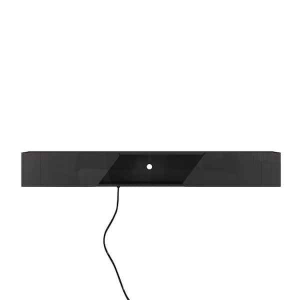 Unbranded Hot Seller 69.3 in. W x 11.8 in. D Black MDF Decorative Wall Shelf, Organizer, Floating TV Cabinet with 16-Color LEDs