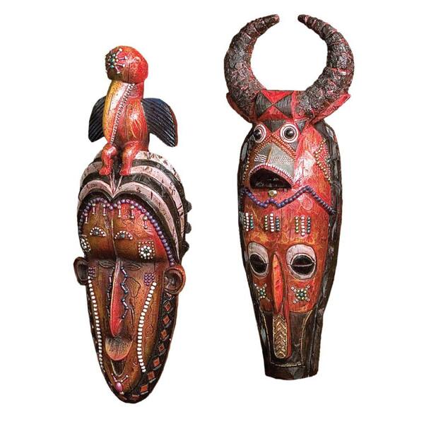 Design Toscano 11 in. x 4 in. Masks of the Congo Wall Sculptures (2 ...