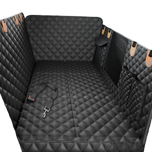 Hard Bottom Waterproof Dog Car Seat Cover with Mesh Window and Storage Pockets