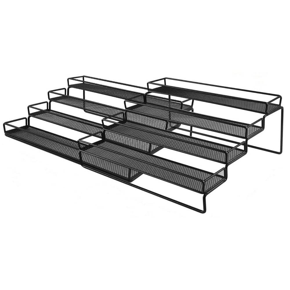 Step Rack Chart Holder Numhew 2-Piece 4-Tier Black Metal Spice Rack Organizer, Expandable ...