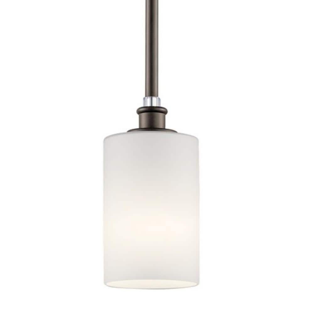 Joelson 19" Distressed Bronze Mini Pendant with Cream Glass Shade