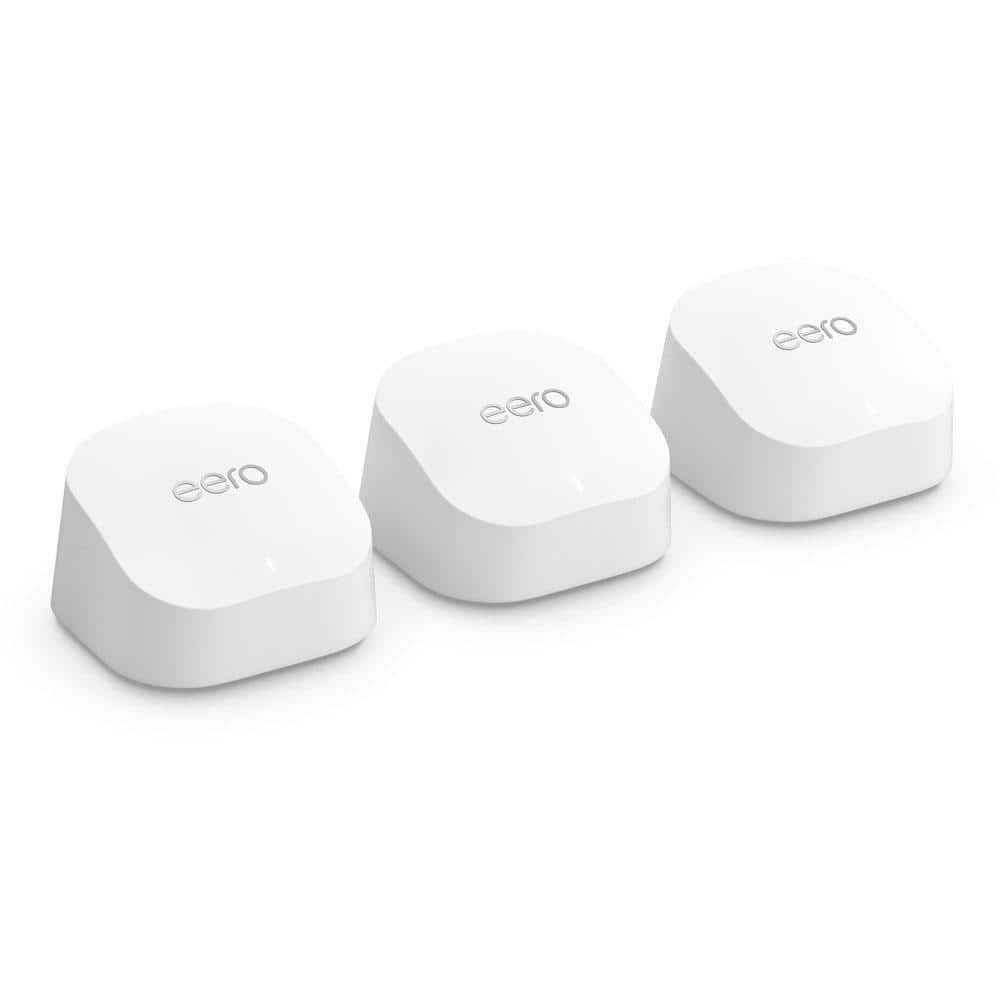 EERO 6+ mesh Wi-Fi router say goodbye to wifi dead spots coverage up to 1,500 sq. ft. Connect 75+ devices 3-Pk White