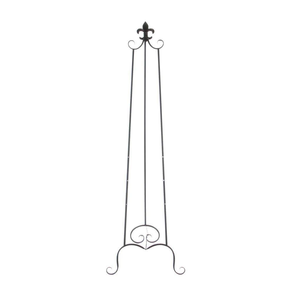 Black Iron Adjustable Floor Easel with Scroll Accents