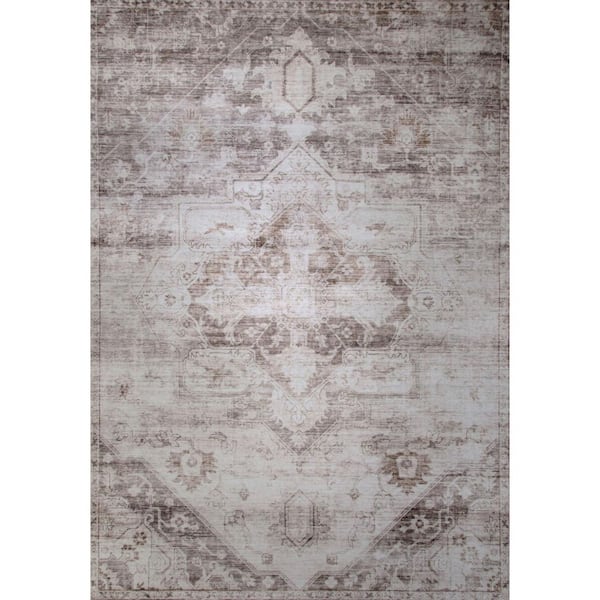 7 ft. x 10 ft. Brown and Ivory Oriental Area Rug