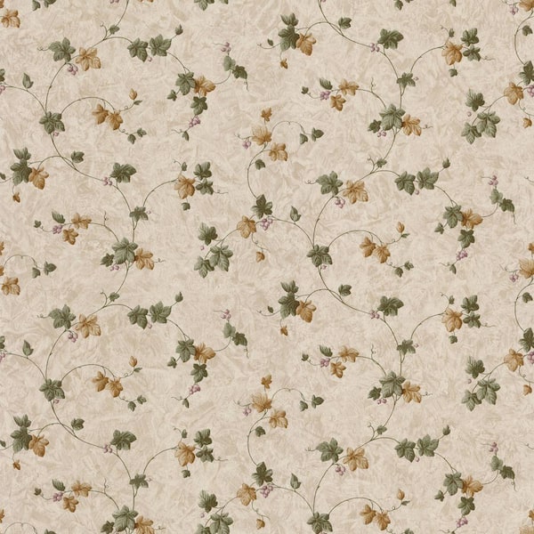 The Wallpaper Company 56 sq. ft. Green and Gold Ivy Trail Wallpaper