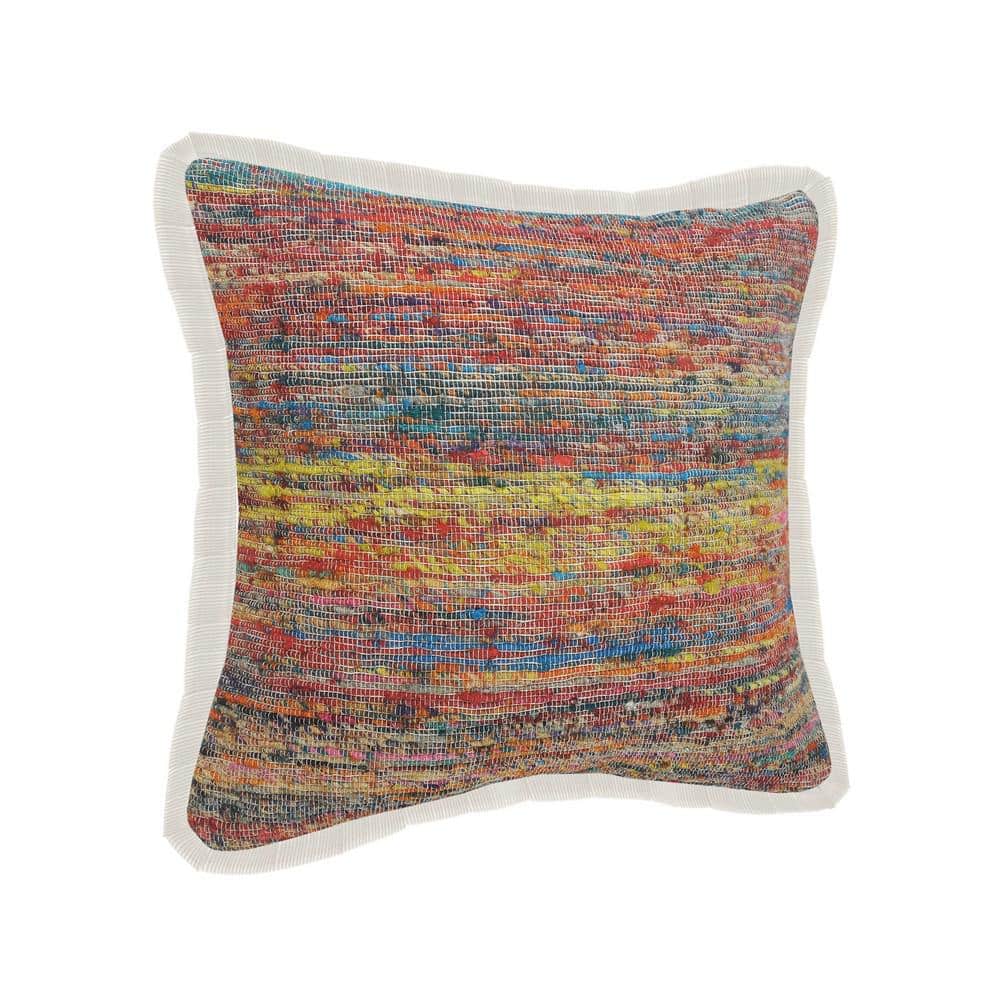 Multicolored Chindi Fringe Square Throw Pillow, 20"