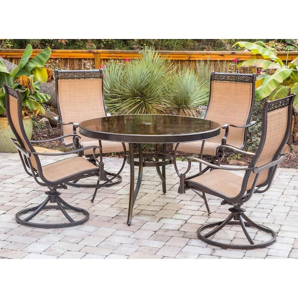 Hanover Monaco 5-Piece Aluminum Outdoor Dining Set with