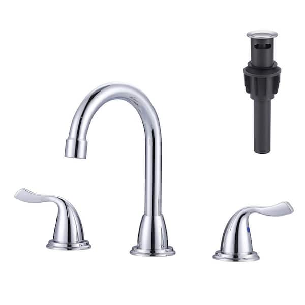 ALEASHA 8 in. Widespread Double Handle Bathroom Sink Faucet in Chrome