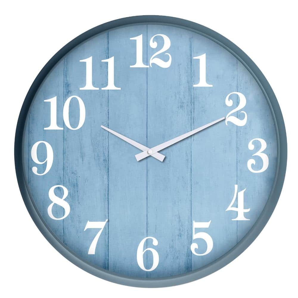 18 in. Outdoor Wall Clock Waterproof Blue 1-Piece TFL1474 - The