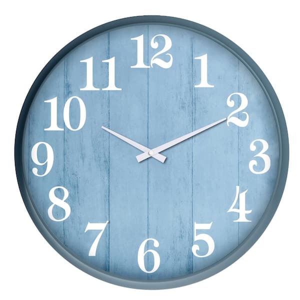 18 in. Outdoor Wall Clock Waterproof Blue 1-Piece TFL1474 - The