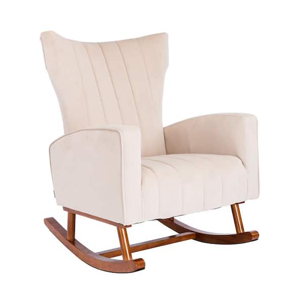 Unbranded Beige Wood Living Room Comfortable Rocking Chair