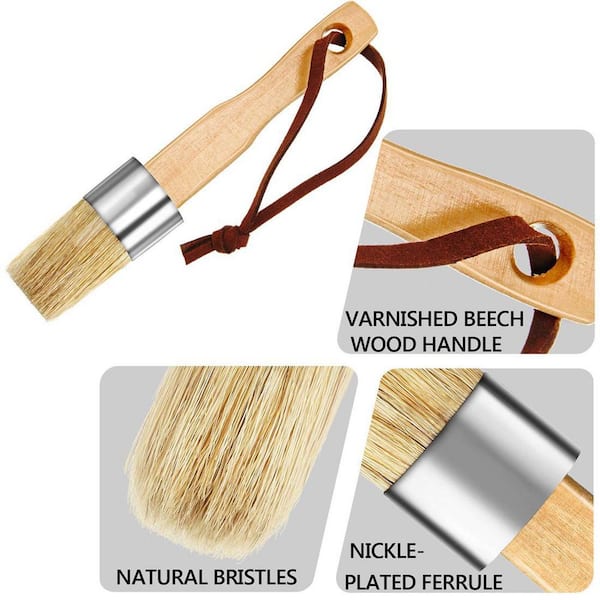 6pcs Wooden Natural Stencil Brushes Stipple Paint Brushes Set for Oil- Painting
