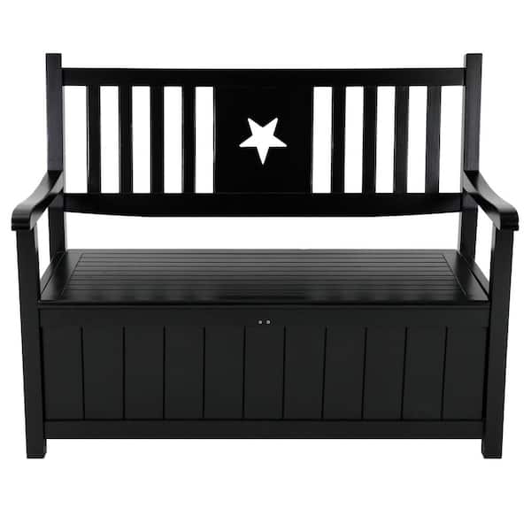 39 23 Gal Outdoor Garden Patio Rustic Entryway Storage Bench In Black Pg0302 02bk 39 23 Gal Outdoor Garden Patio Rustic, Patio Furniture Storage Home Depot