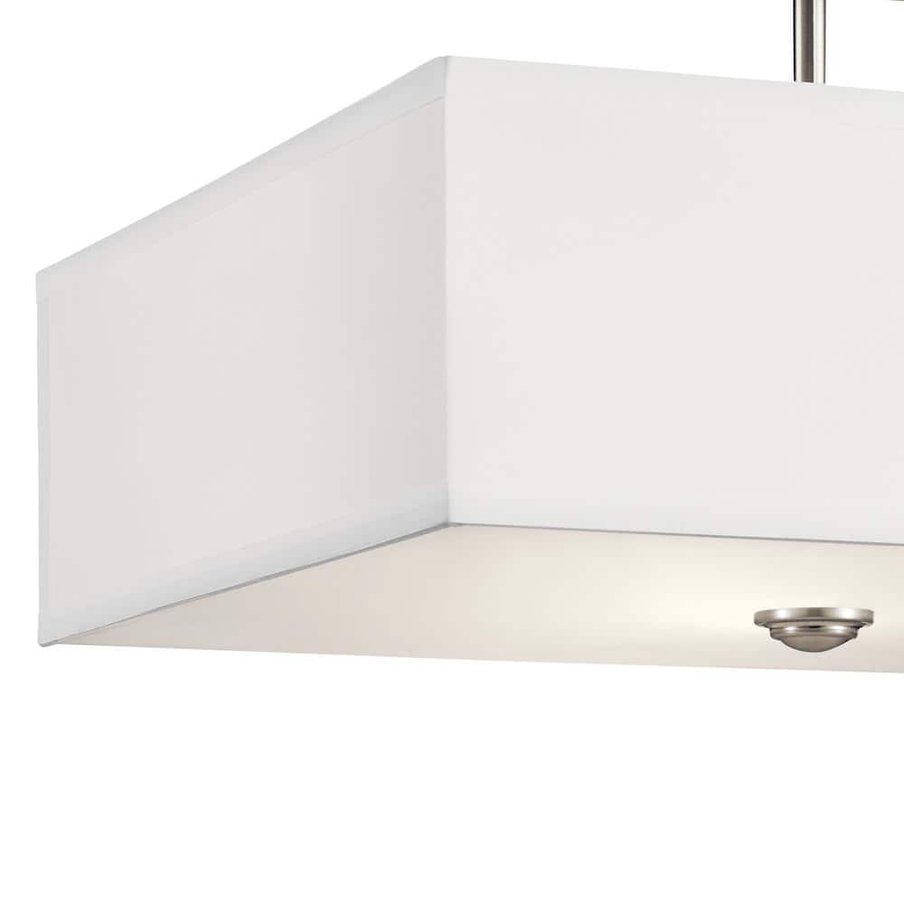 Transitional 18" Satin Etched Glass Semi-Flush Ceiling Light in Black