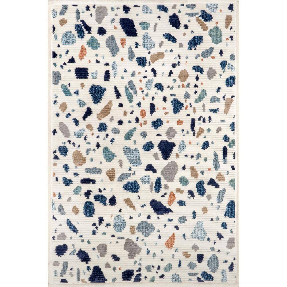 Fern Blue and Multicolor Geometric Synthetic 3' x 5' Area Rug