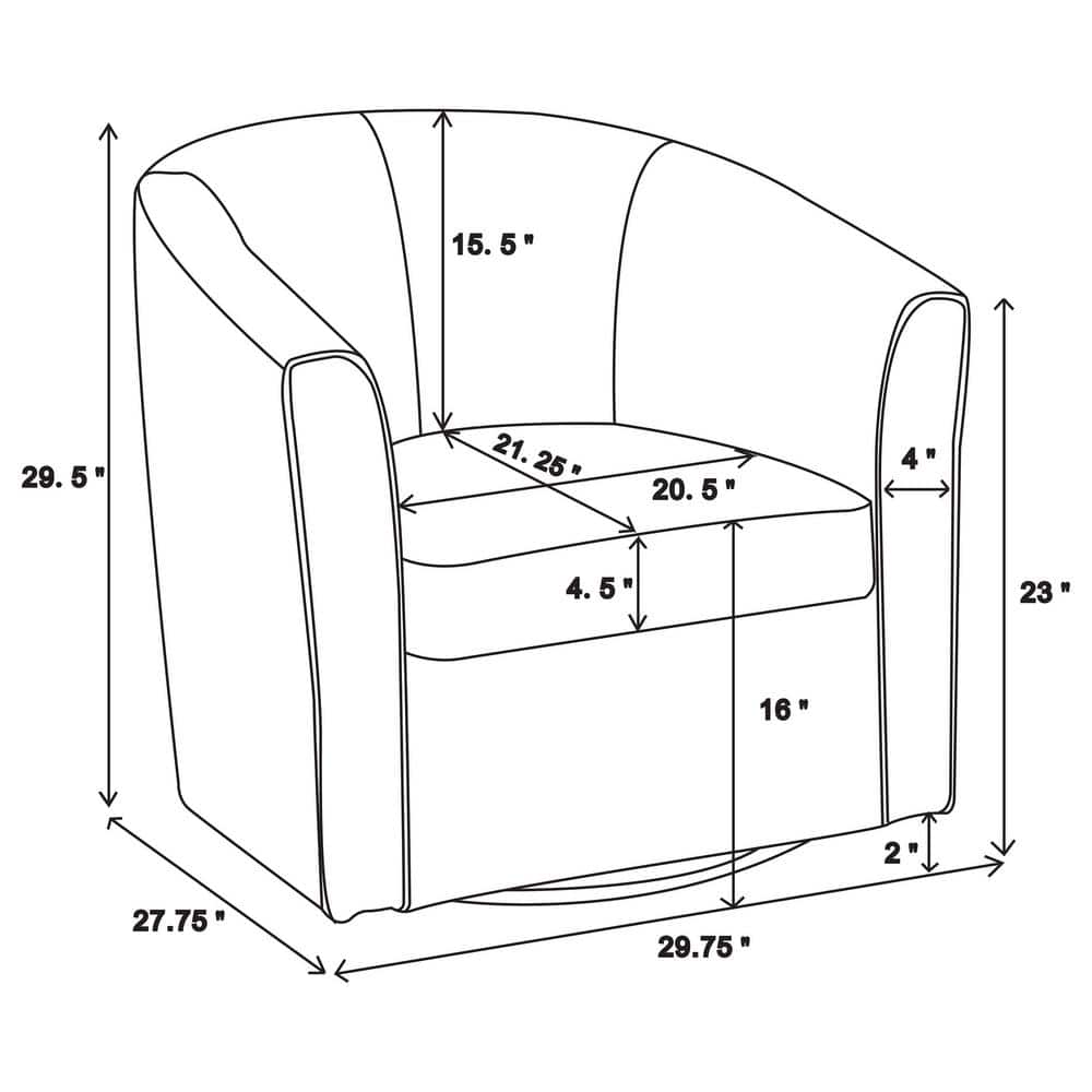 Contemporary Gray Faux Leather Barrel Swivel Accent Chair