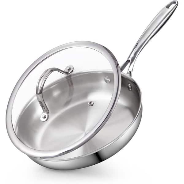10 in. Stainless Steel Multi-Ply Clad Wok Stir Fry Pan with Lid