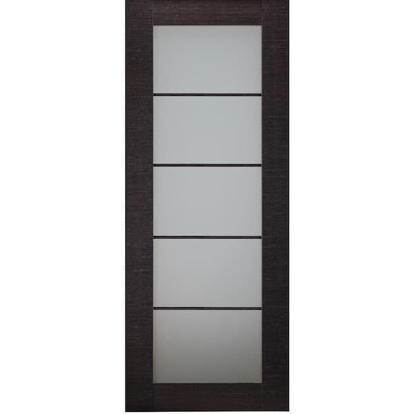 Belldinni Avanti 5-Lites 30 in. x92.5 in. No Bore Full Lite Frosted Glass Black Apricot FinishedWood Composite Interior Door Slab