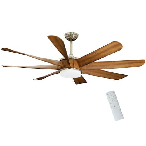 60 in. LED Indoor Brushed Nickel Ceiling Fan with Light Kit and Remote Control Lighting