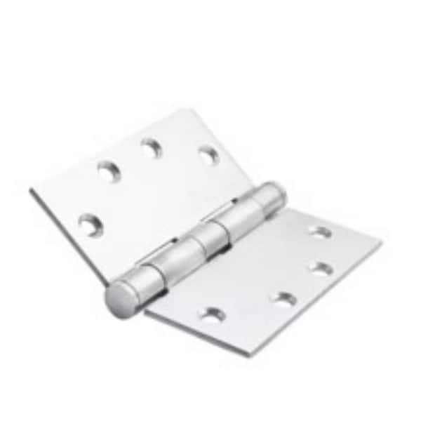 Global Door Controls 4.5 in. x 4.5 in. Stainless Steel Full Mortise Squared Radius Ball Bearing Door Hinge with Removable Pin - (Set of 2)