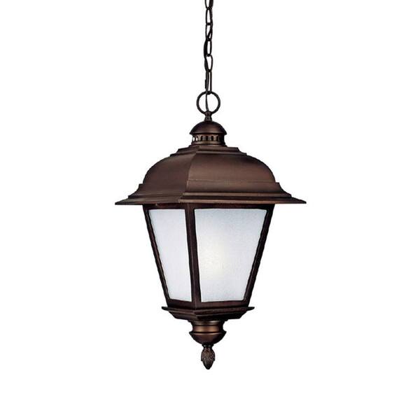 Filament Design 1-Light Outdoor Burnished Bronze Fixture with Frosted Seeded Glass Shade