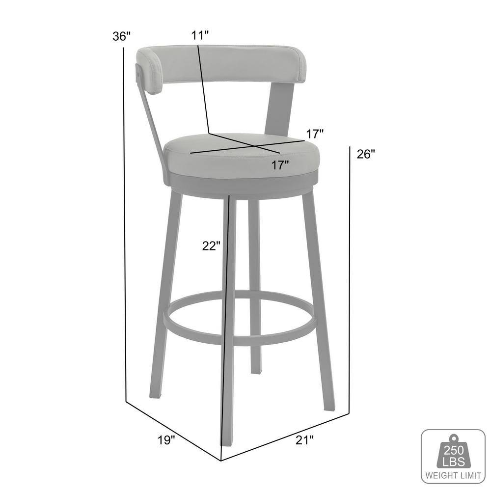 Bryant 26" Black Faux Leather and Metal Swivel Bar Stool
