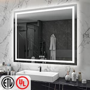 60 in. W x 48 in. H Rectangular Frameless LED Light Anti-Fog Wall Bathroom Vanity Mirror with Front Light