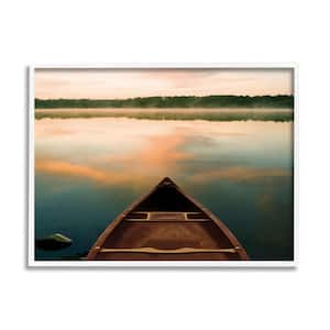 Canoe on Lake Warm Sunrise Water Reflection by Danita Delimont Framed Nature Art Print 14 in. x 11 in.