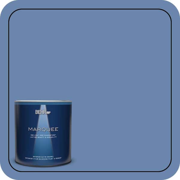 BEHR MARQUEE 1 qt. #M530-5 Cowgirl Blue One-Coat Hide Satin Enamel Interior Paint & Primer