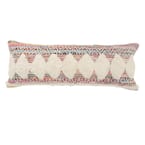 Bohemian Multi-Color / White Diamond Chevron Soft Poly-Fill 14 in. x 36 in. Throw Pillow