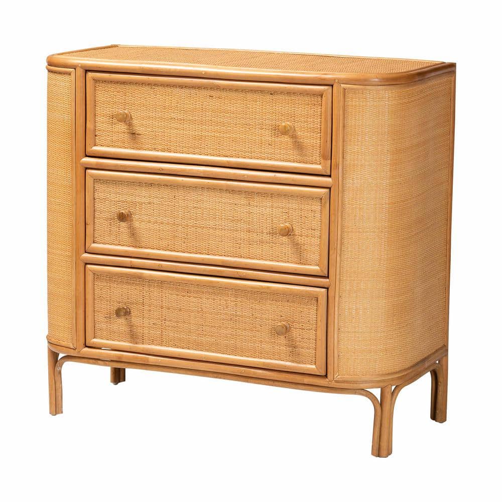 Radenza Light Honey Rattan 39.2 in. H 3-Drawer Storage Cabinet