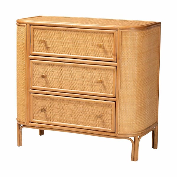 Radenza Light Honey Rattan 39.2 in. H 3-Drawer Storage Cabinet