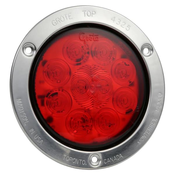 SuperNova 4 in. 10-Diode Pattern LED Stop Tail Turn Light - STT, Stainless Steel Theft-Resistant Flange, Male Pin