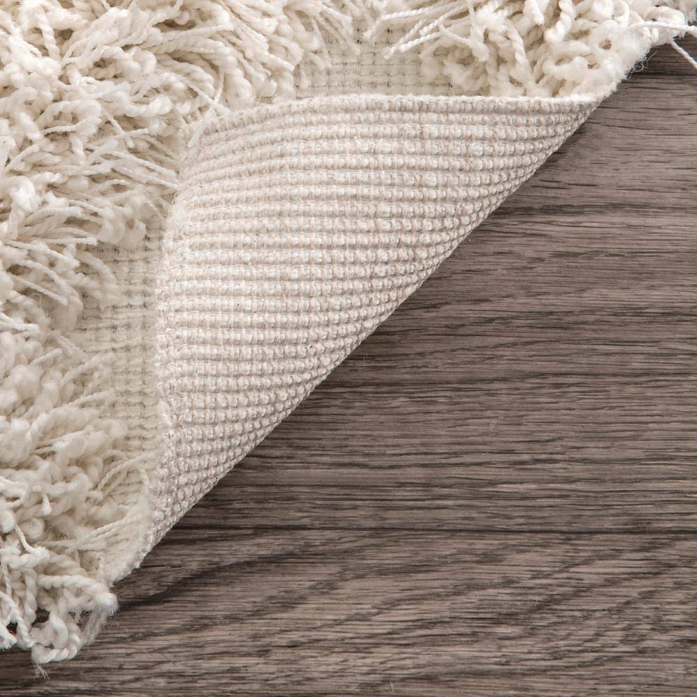 Ivory and Beige Synthetic Shag Rectangular 4' x 6' Area Rug