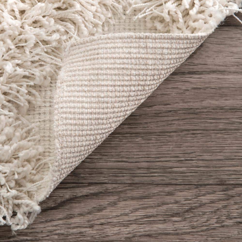 Ivory Diamond Trellis Ultra Soft Shag Area Rug 6'7" x 9'