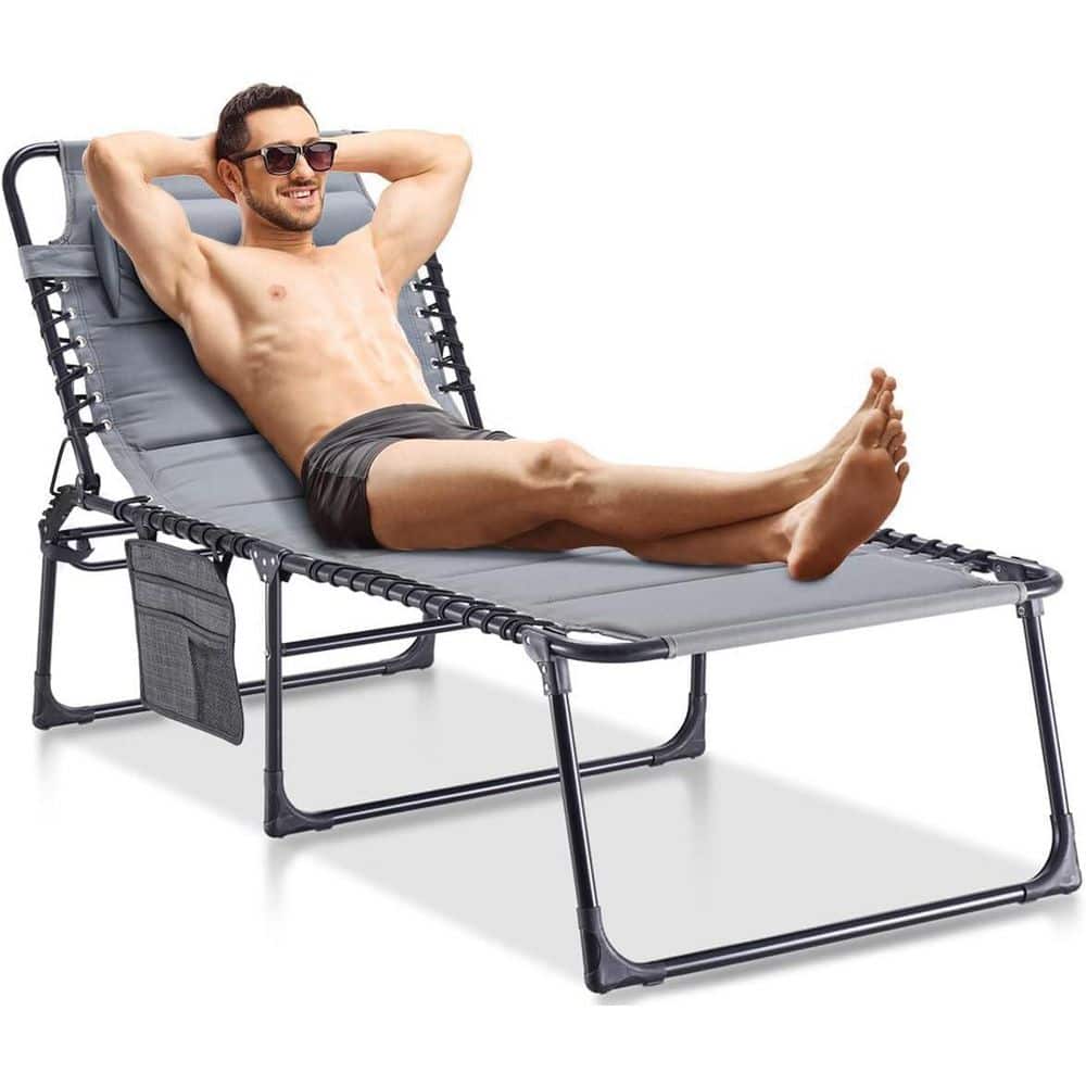 2-Piece Outdoor Folding Lounge Chair, Light-Weight Support 300 lbs. Lawn Ca