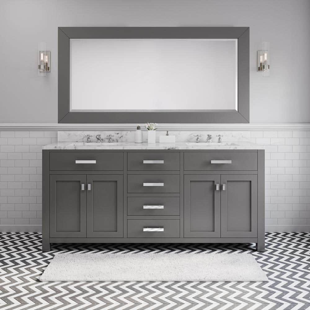 Water Creation 72 in. W x 21 in. D Vanity in Cashmere Grey with Marble ...