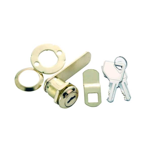 First Watch Security 7/8 in. Polished Brass Cabinet and Drawer Utility Cam Lock