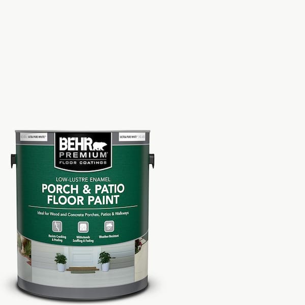 Behr Premium 1 Gal Ultra Pure White Low Re Enamel Interior Exterior Porch And Patio Floor Paint 605001 The Home Depot - Porch And Patio Paint Home Depot