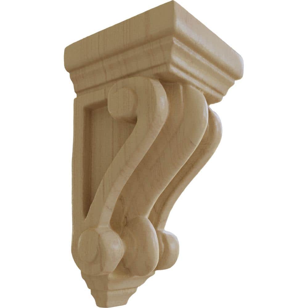 Devon Hand-Carved Rubberwood Traditional Corbel, 4.25" Height